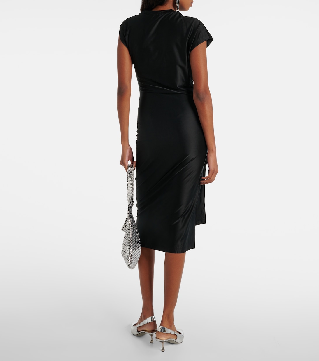 Vestido midi de jersey drapeado | Rabanne