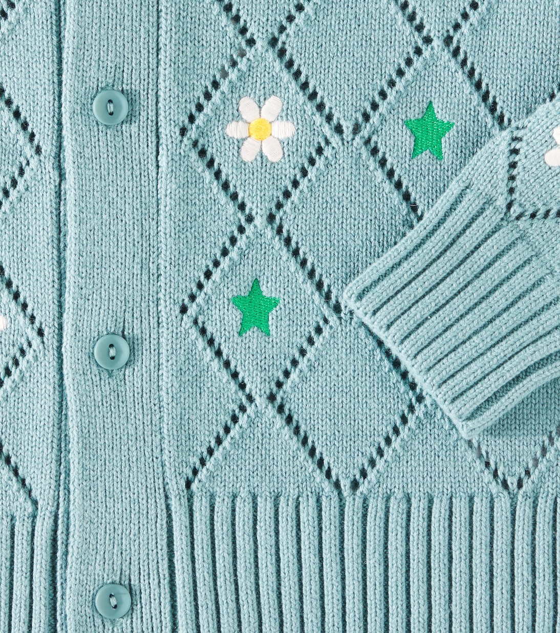 Bestickter Cardigan aus Pointelle-Strick | Tinycottons