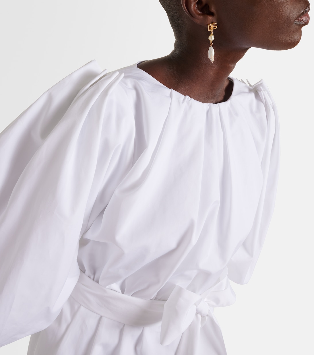 Capri belted cotton poplin midi dress | Dolce&Gabbana