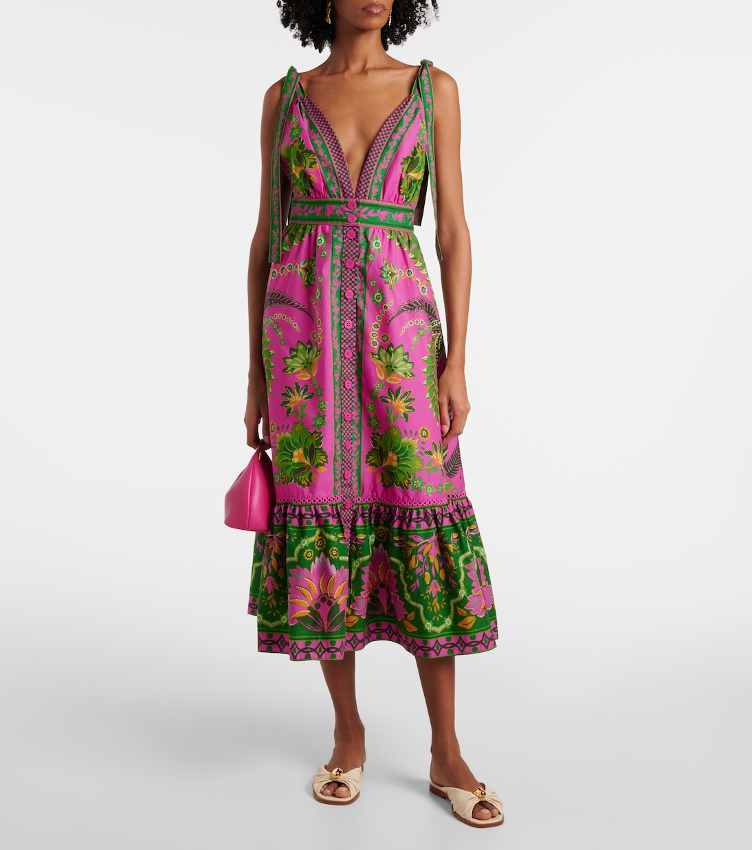 farm rio ana tapestry midi dress Off-White Fish Strap Maxi tie straps Ana Tapestry Midi Dress |