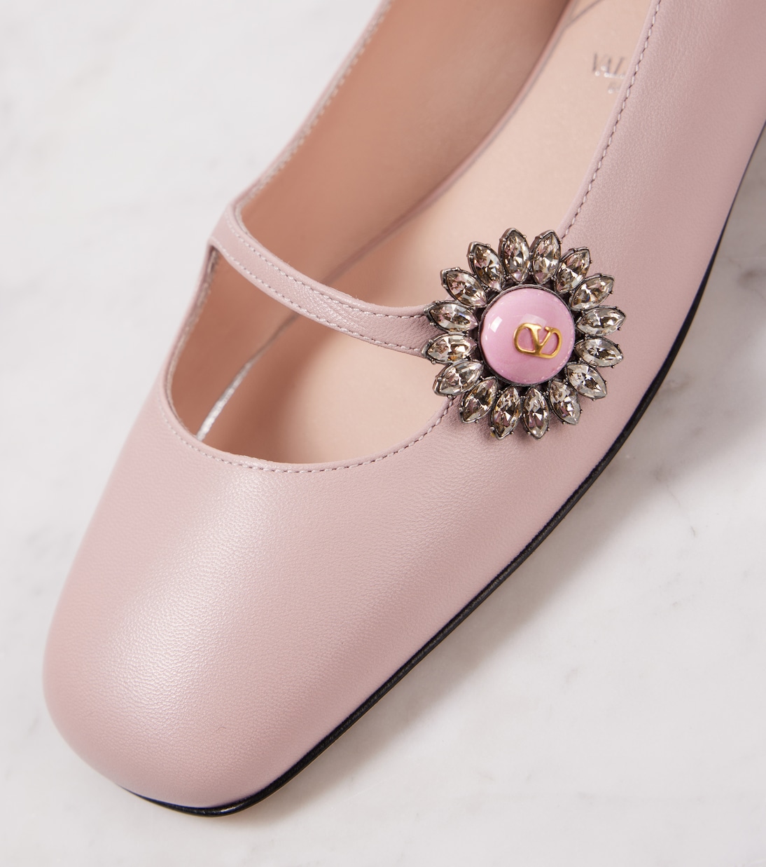 Verzierte Mary-Jane-Ballerinas Preshoes aus Leder | Valentino Garavani