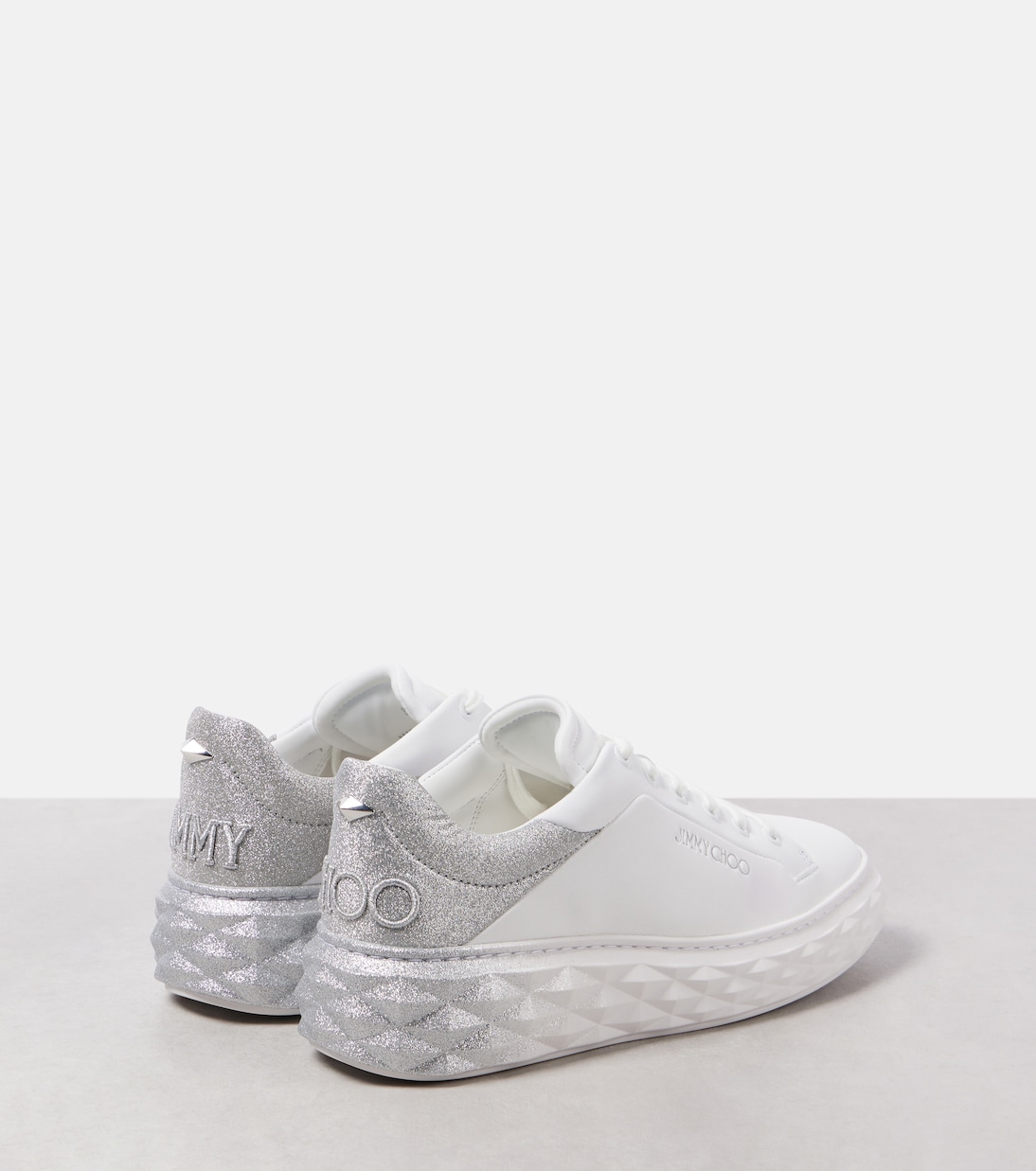 Diamond Maxi/F II glitter leather sneakers | Jimmy Choo