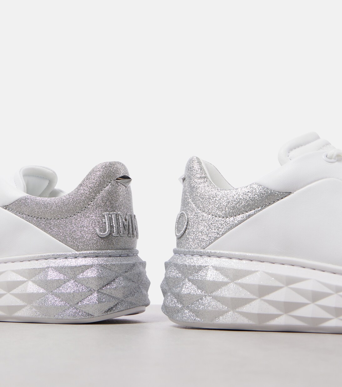 Diamond Maxi/F II glitter leather sneakers | Jimmy Choo