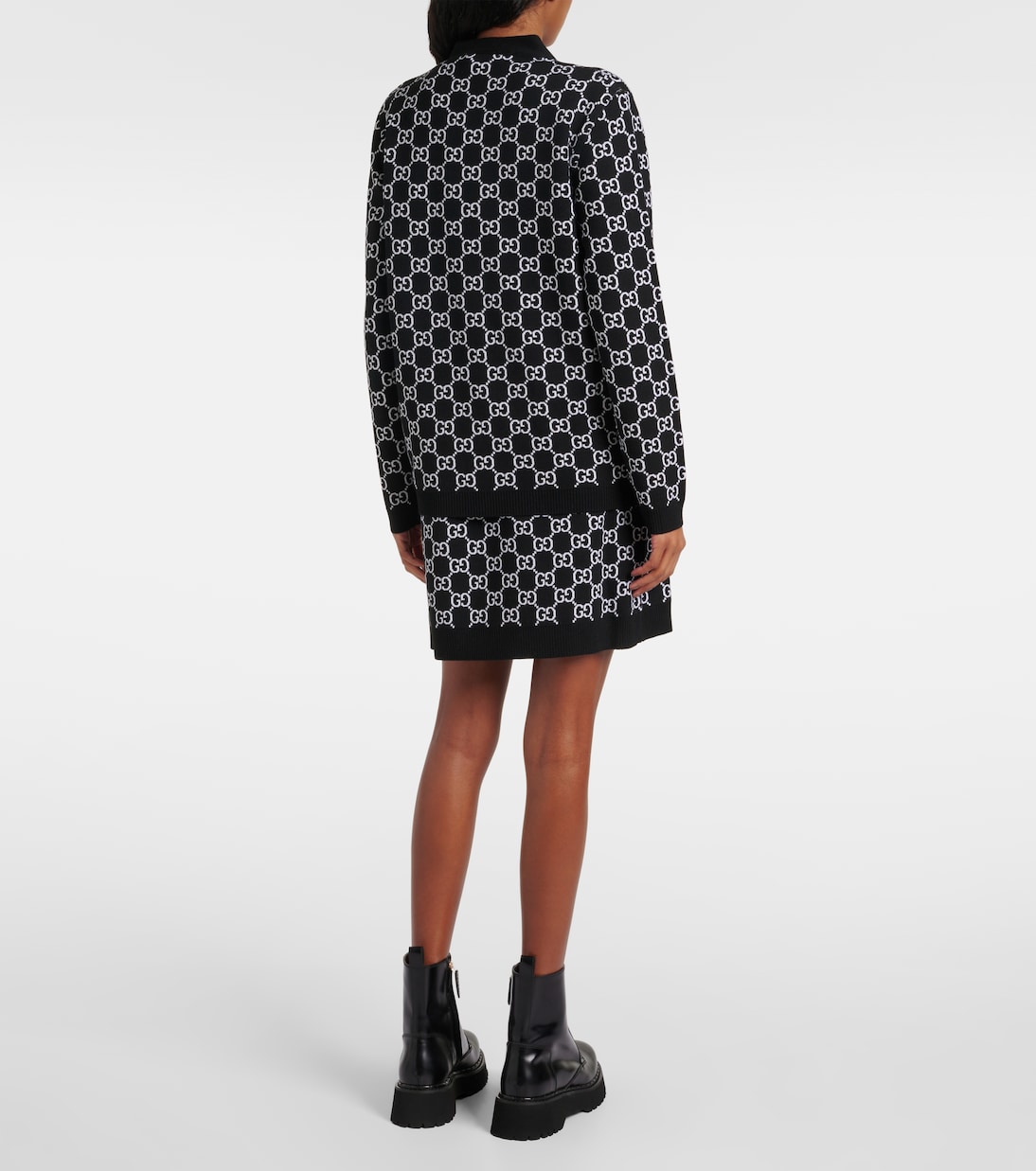 Cárdigan de mezcla de lana con GG en jacquard | Gucci