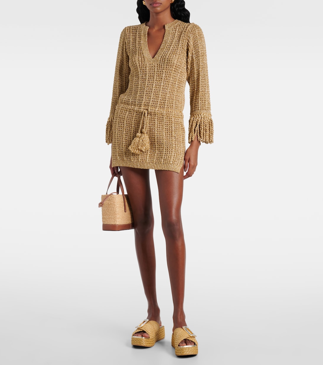 Embellished raffia espadrille slides | Roger Vivier