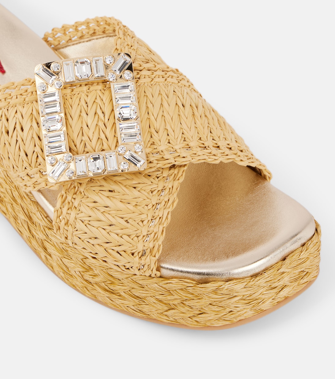 Embellished raffia espadrille slides | Roger Vivier