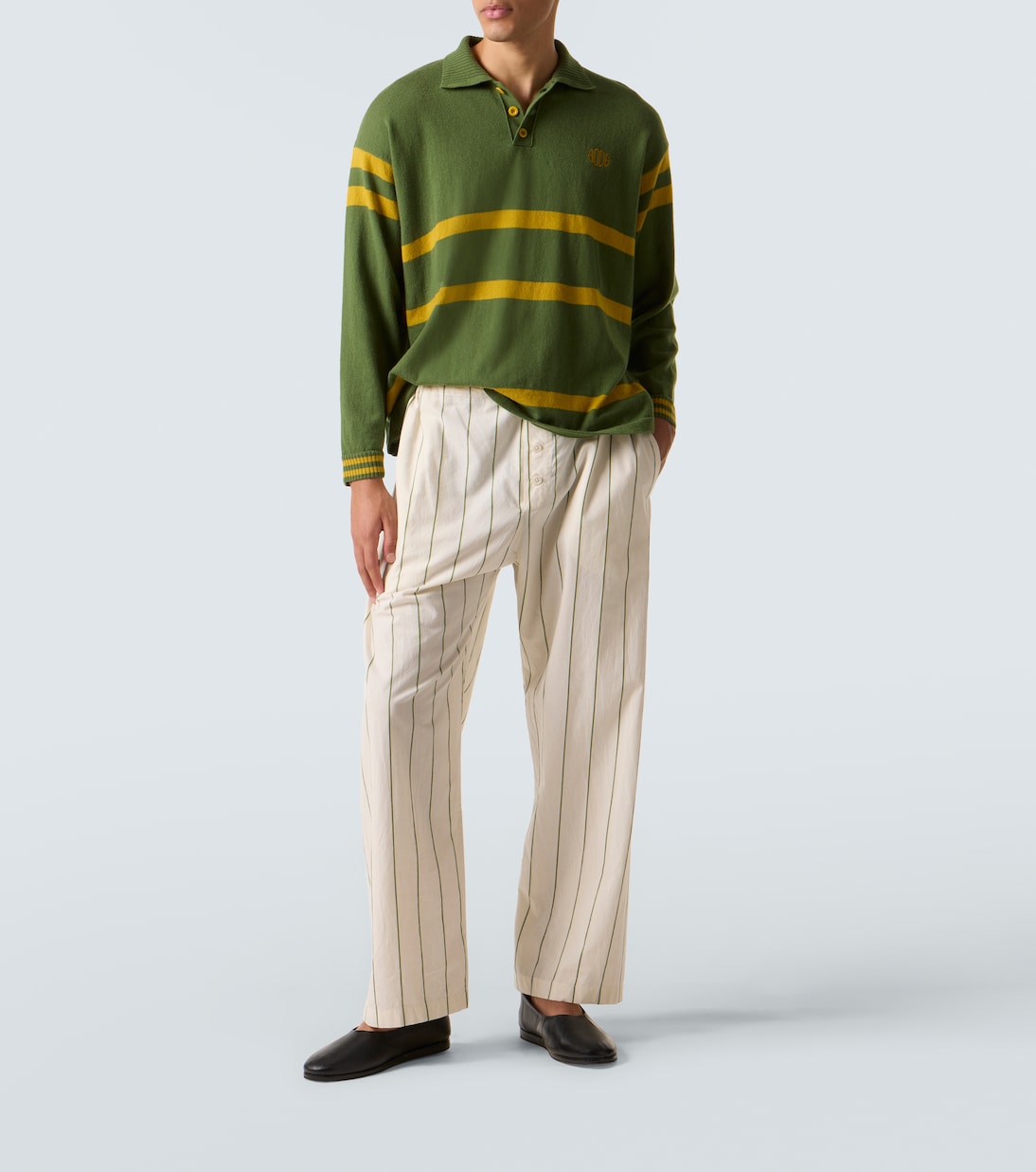 Striped virgin wool polo sweater | Bode