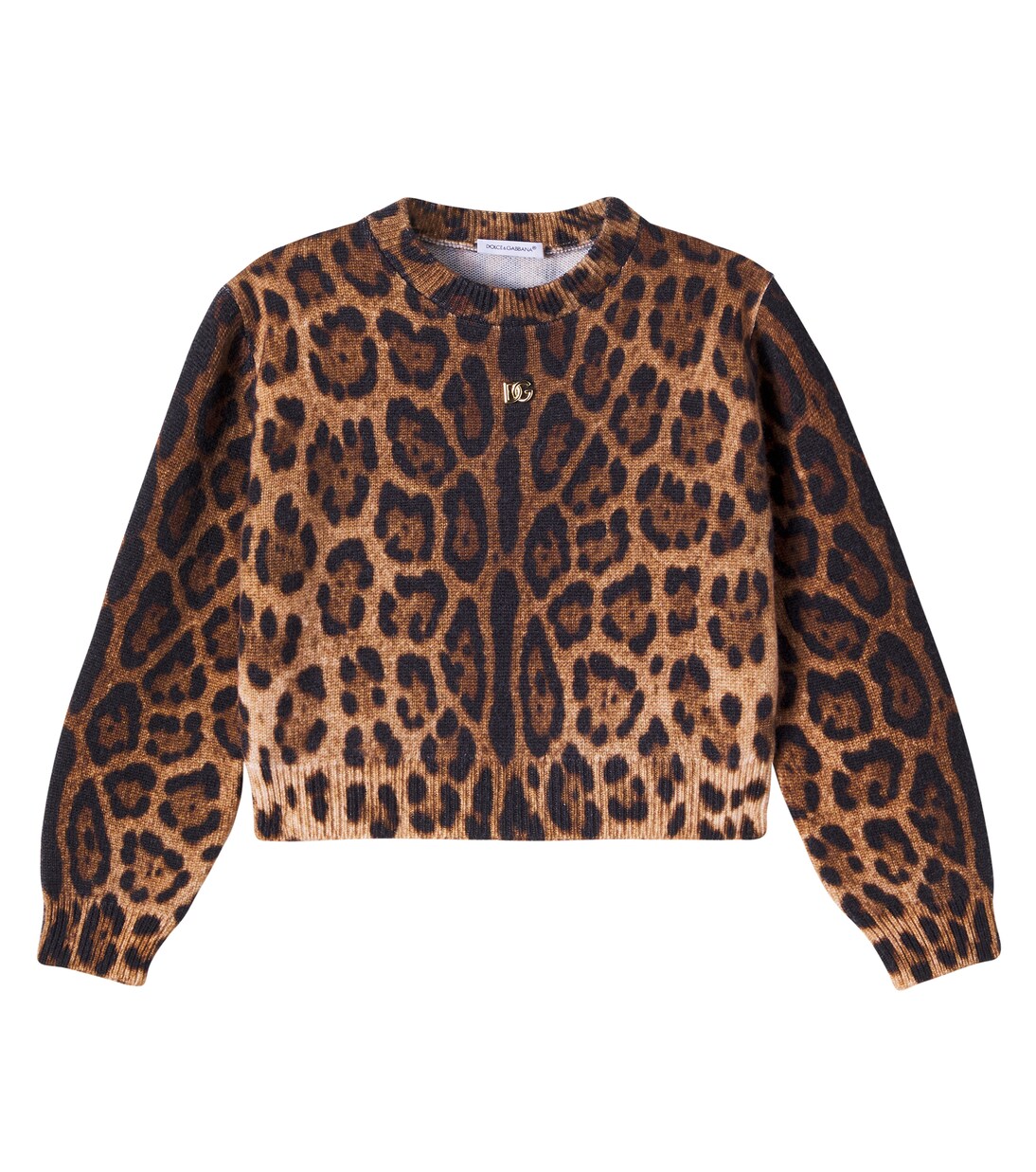 DG leopard-print wool jacquard sweater | Dolce&Gabbana Kids