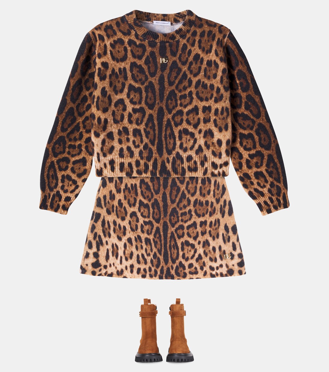 DG leopard-print wool jacquard sweater | Dolce&Gabbana Kids