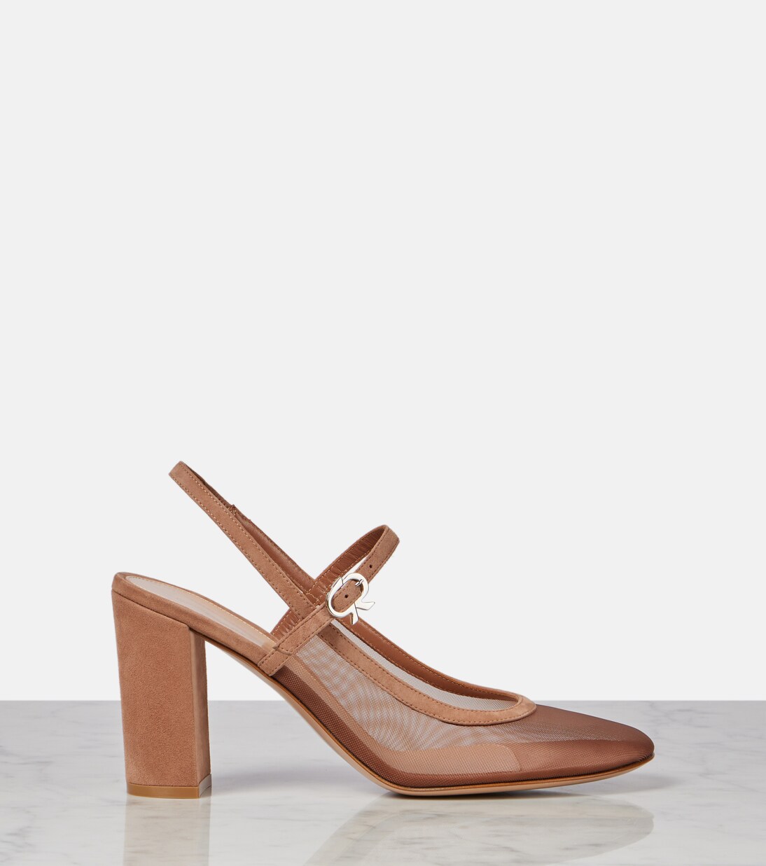 Francoise 85 suede-trimmed slingback pumps | Gianvito Rossi