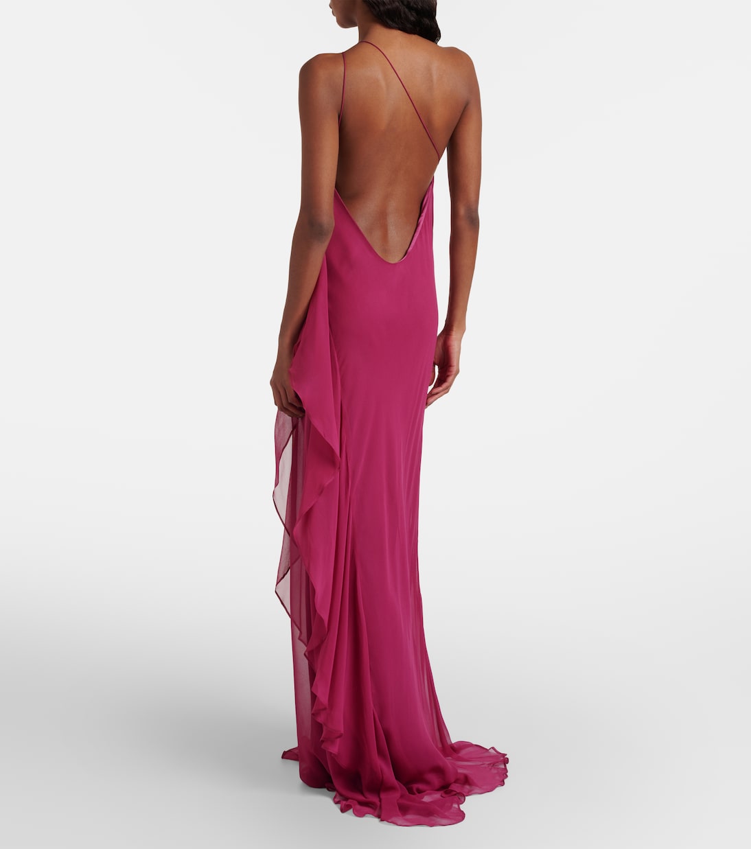 One-shoulder ruffled silk gown | The Sei