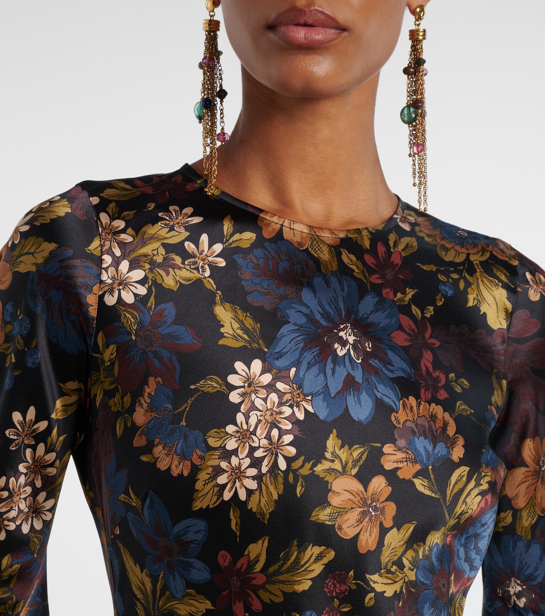 Abito lungo Gemma in misto seta con stampa floreale | Veronica Beard