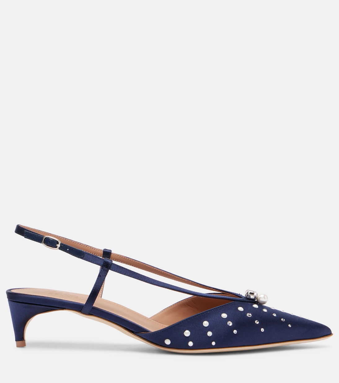Verzierte Slingback-Pumps Moore 40 aus Satin | Malone Souliers