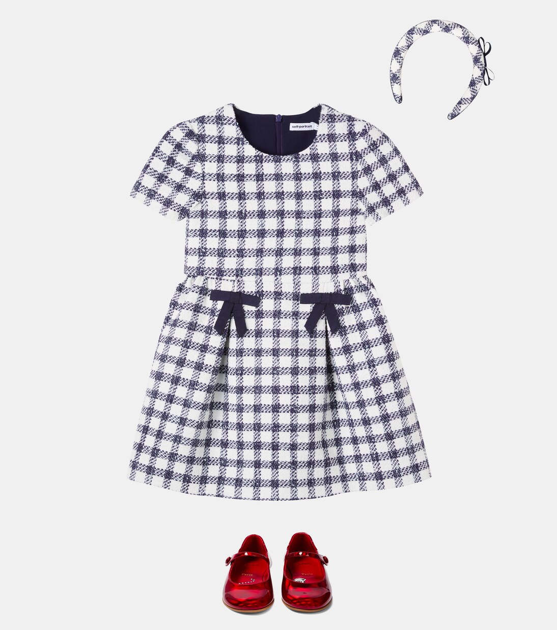 Checked bouclé headband | Self-Portrait Kids