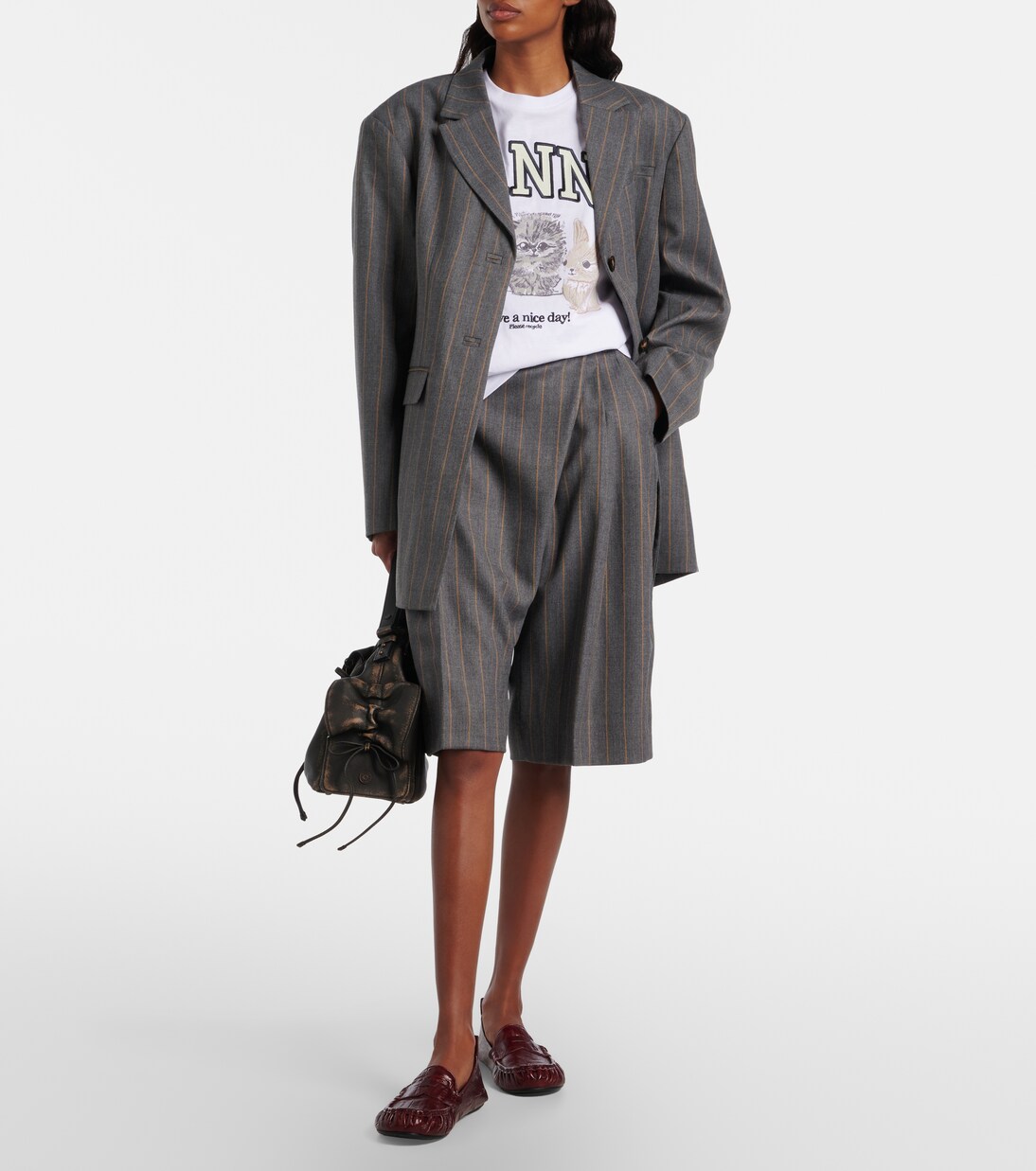 Pinstripe wrap shorts | Ganni