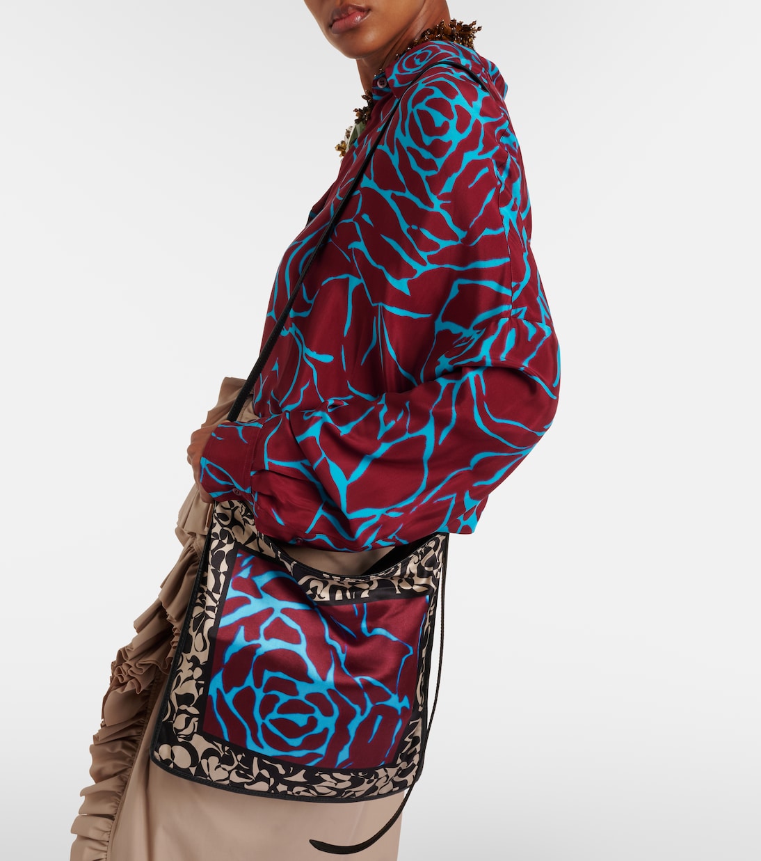 Small printed satin shoulder bag | Dries Van Noten