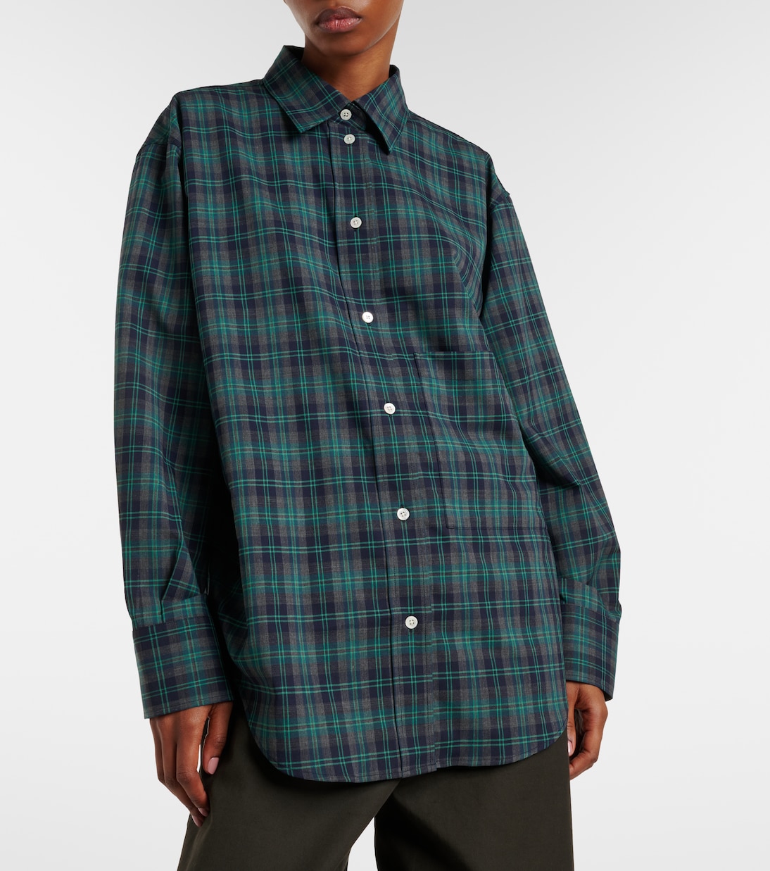 Checked oversized wool-blend shirt | Róhe
