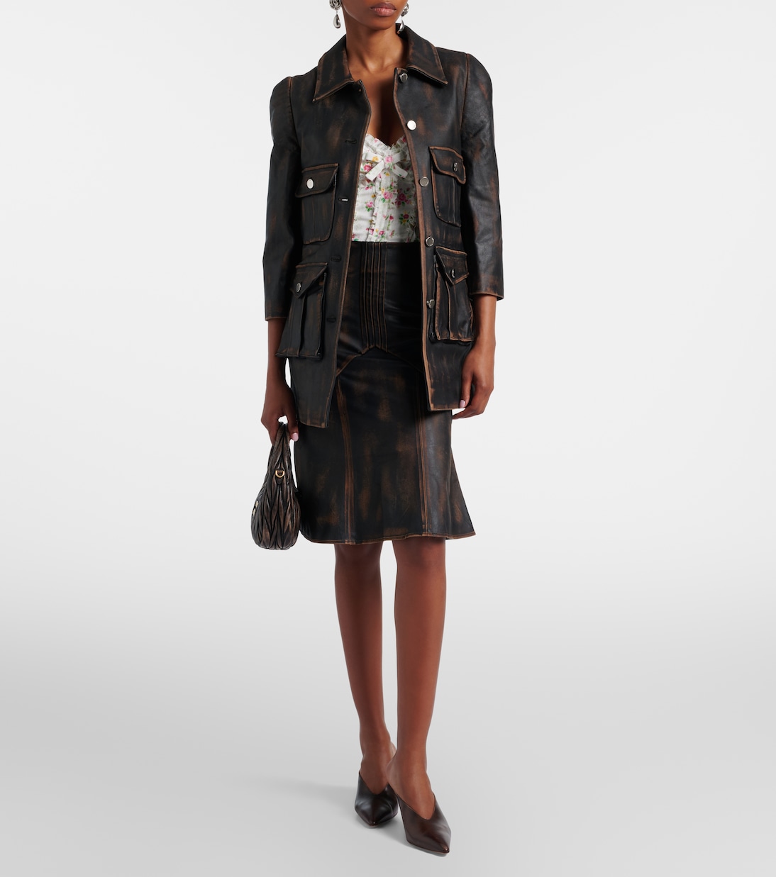 Leather midi skirt | Shushu/Tong