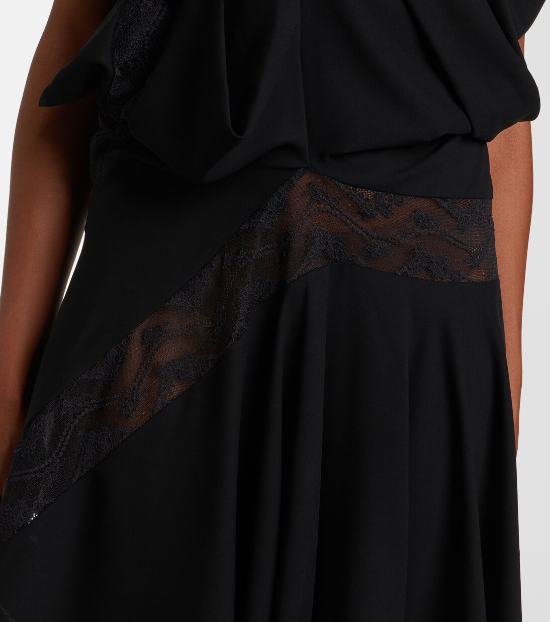 Asymmetric lace-trimmed midi dress | Junya Watanabe