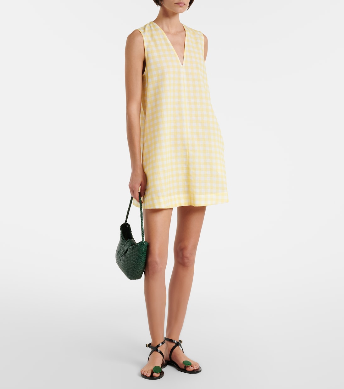Gingham linen and cotton minidress | Asceno