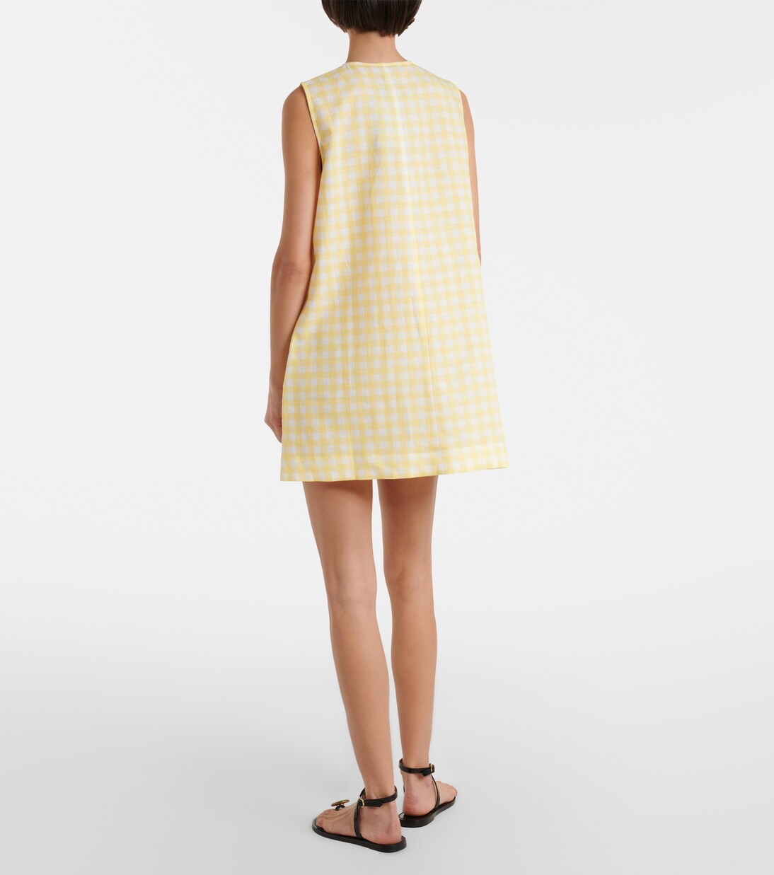 Gingham linen and cotton minidress | Asceno