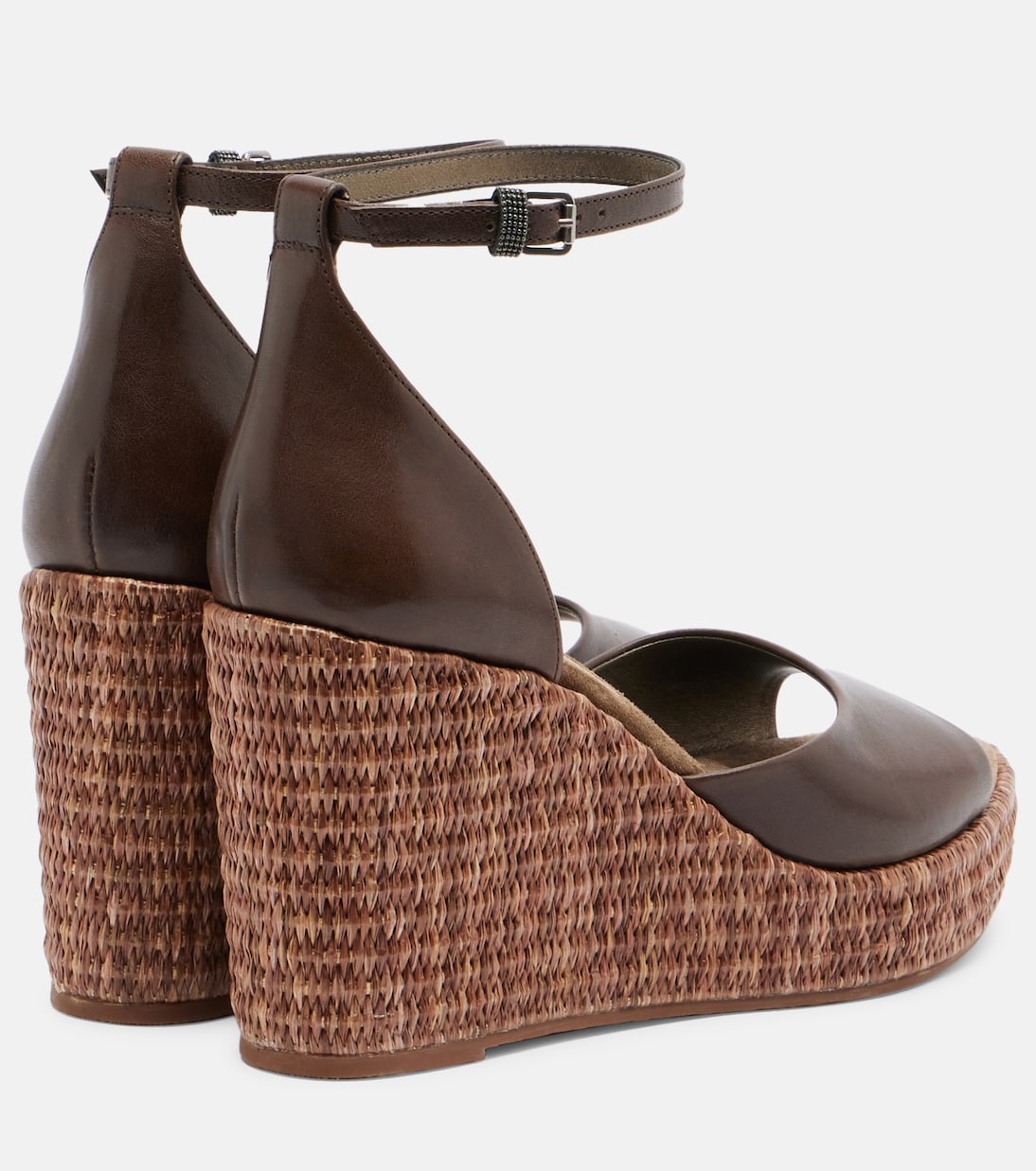 Monili leather espadrille wedges | Brunello Cucinelli