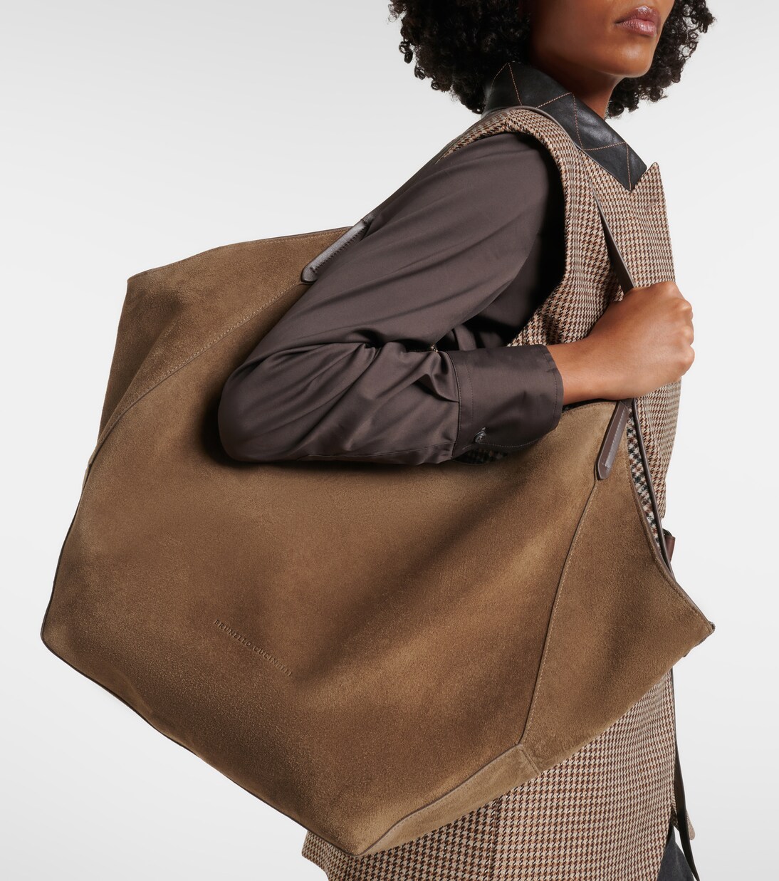 Medium suede tote bag | Brunello Cucinelli