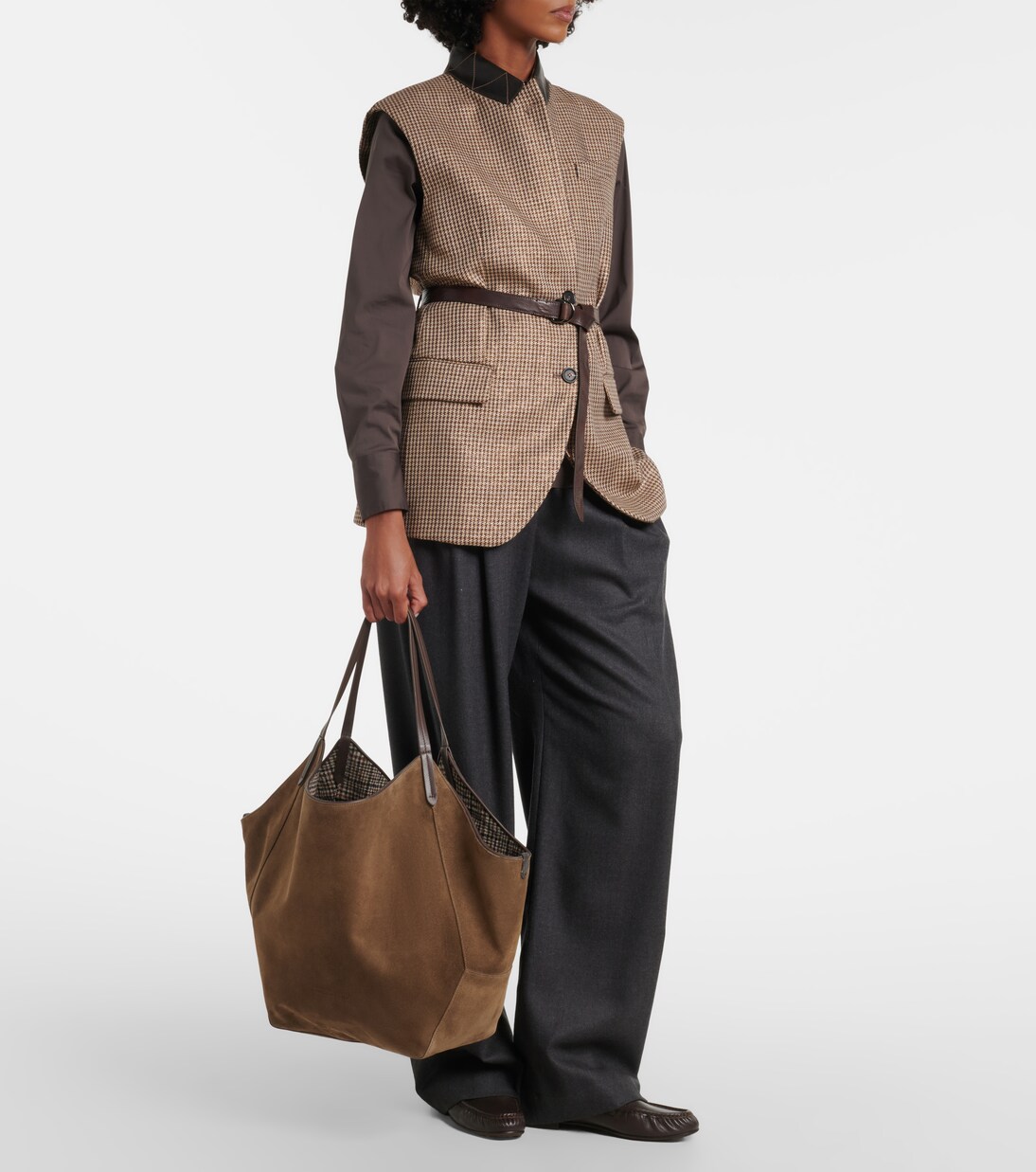Medium suede tote bag | Brunello Cucinelli