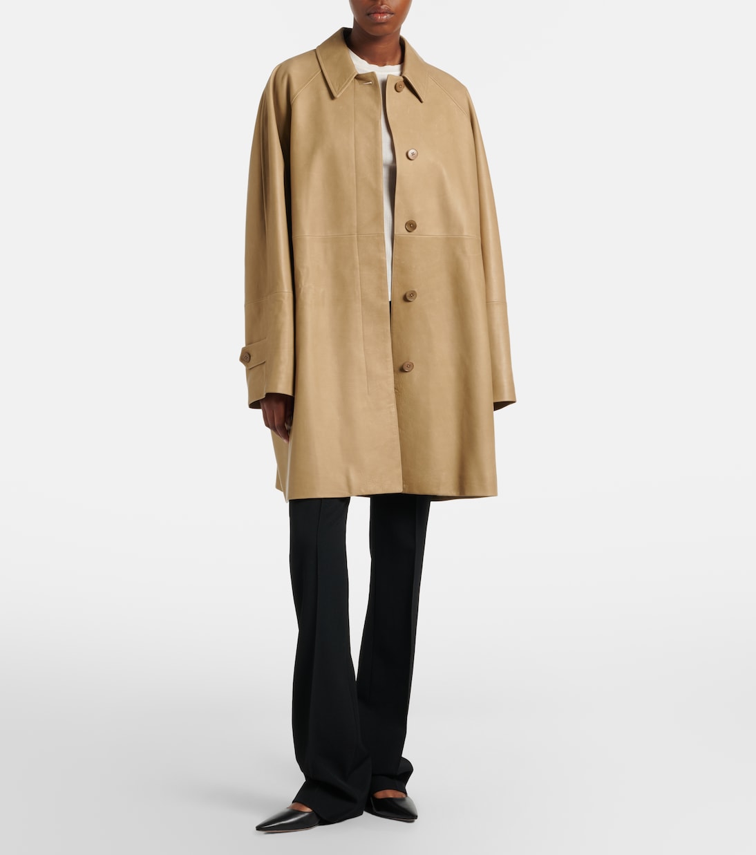 Amaya belted leather car coat | The Row