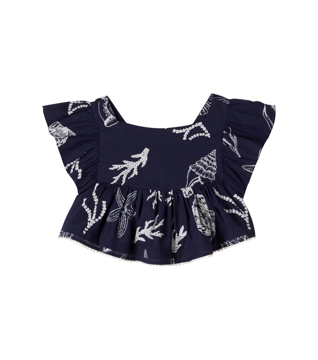 Cycas printed ruffled cotton top | Poupette St Barth Kids