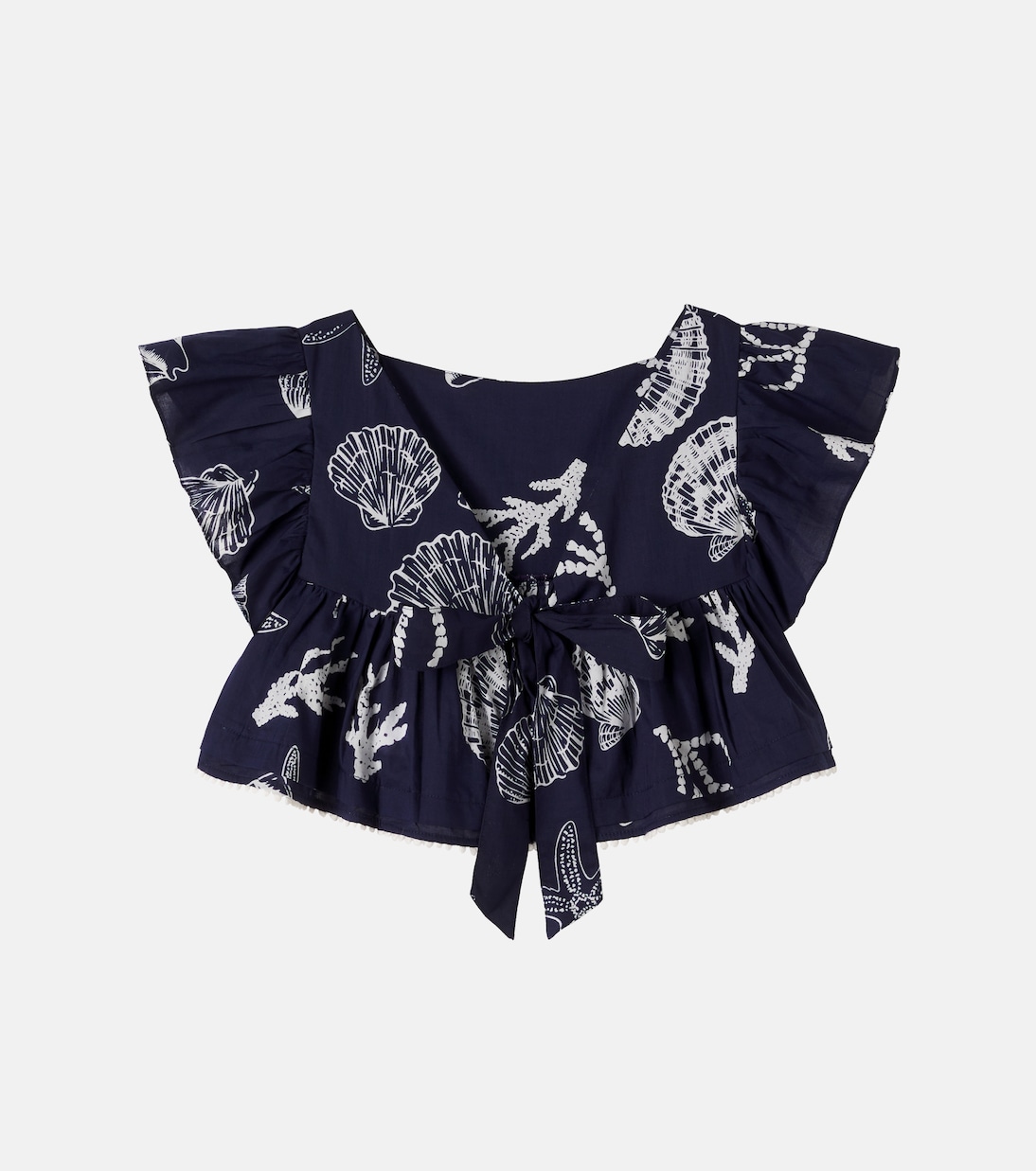 Cycas printed ruffled cotton top | Poupette St Barth Kids