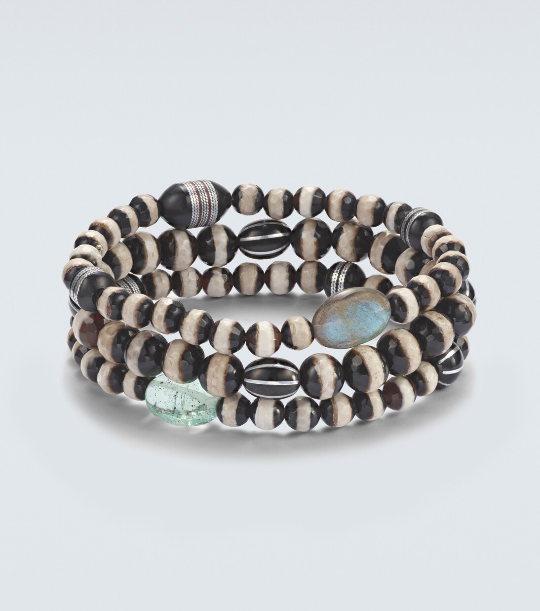 Set of 3 beaded bracelets with gemstones | Ileana Makri