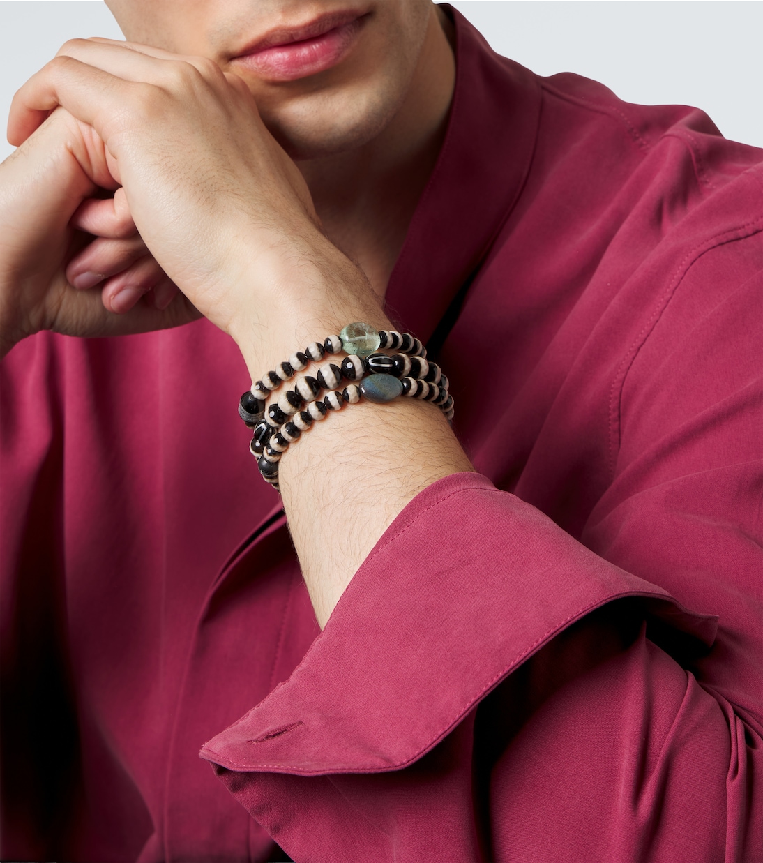 Set of 3 beaded bracelets with gemstones | Ileana Makri
