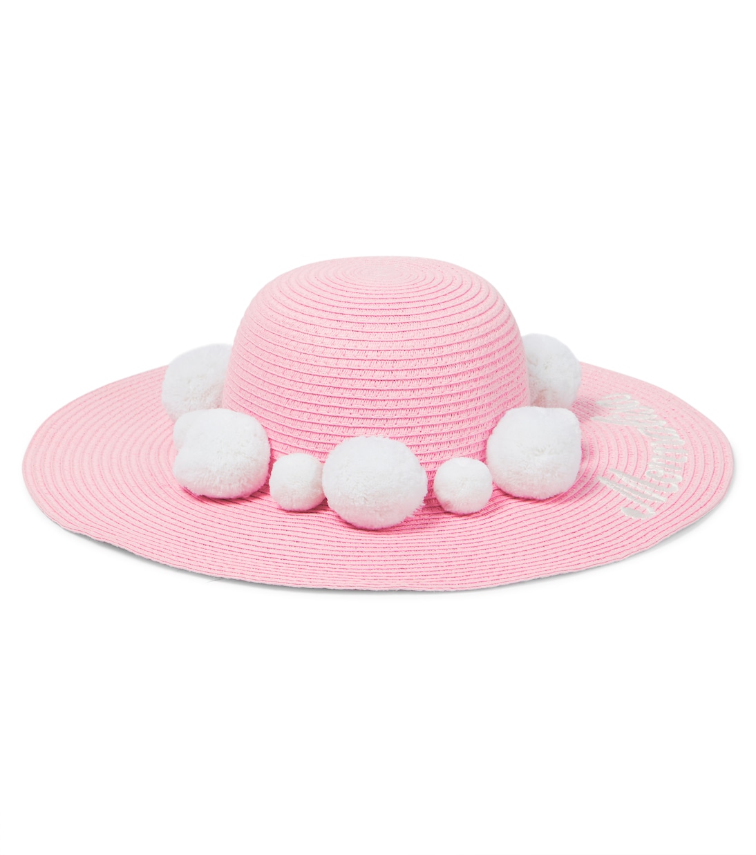 Pom pom embellished raffia hat | Monnalisa