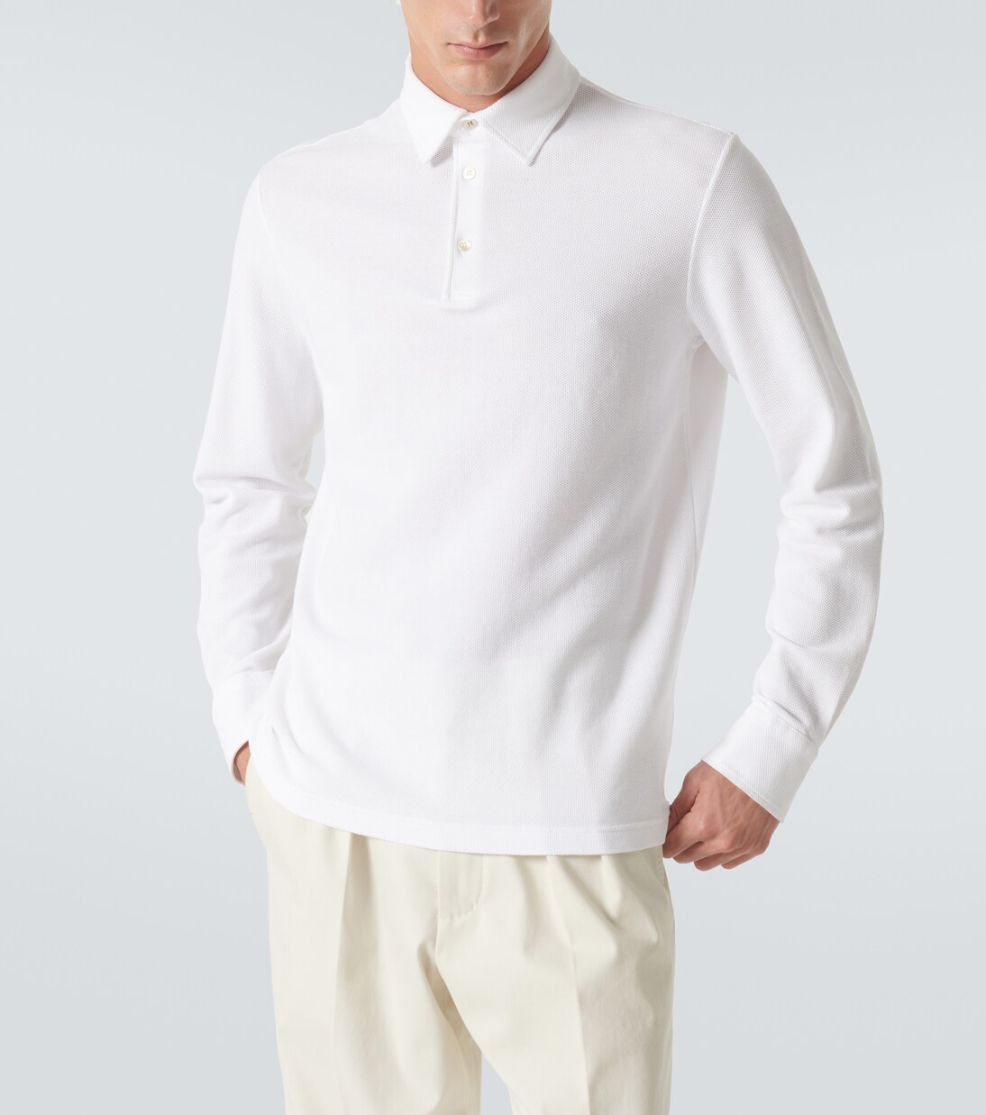 코튼 롱 슬리브 폴로 스웨터 | Loro Piana
