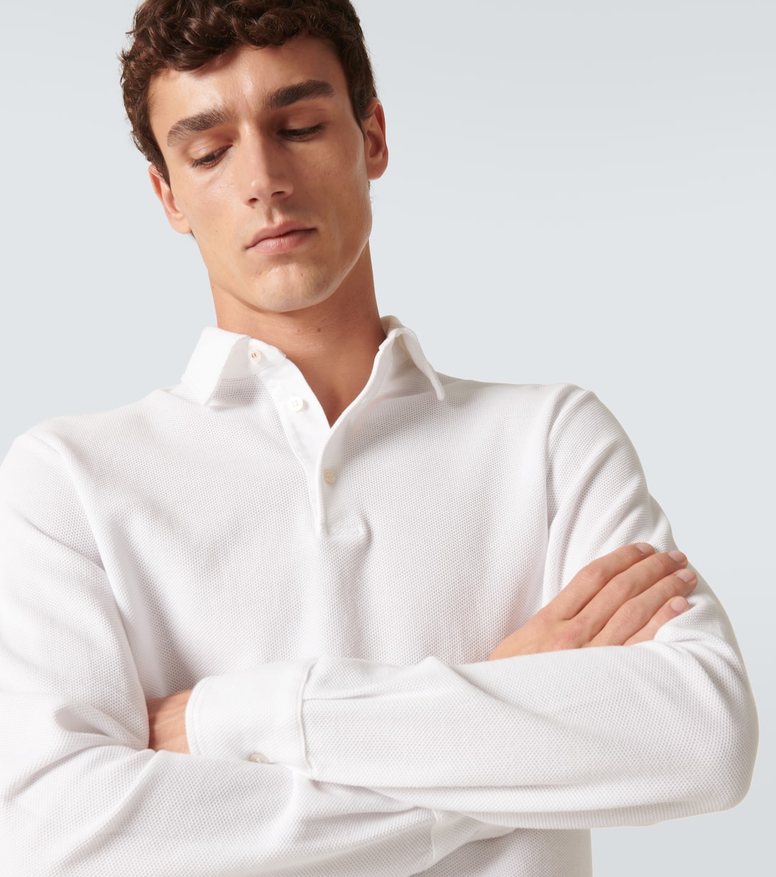 코튼 롱 슬리브 폴로 스웨터 | Loro Piana