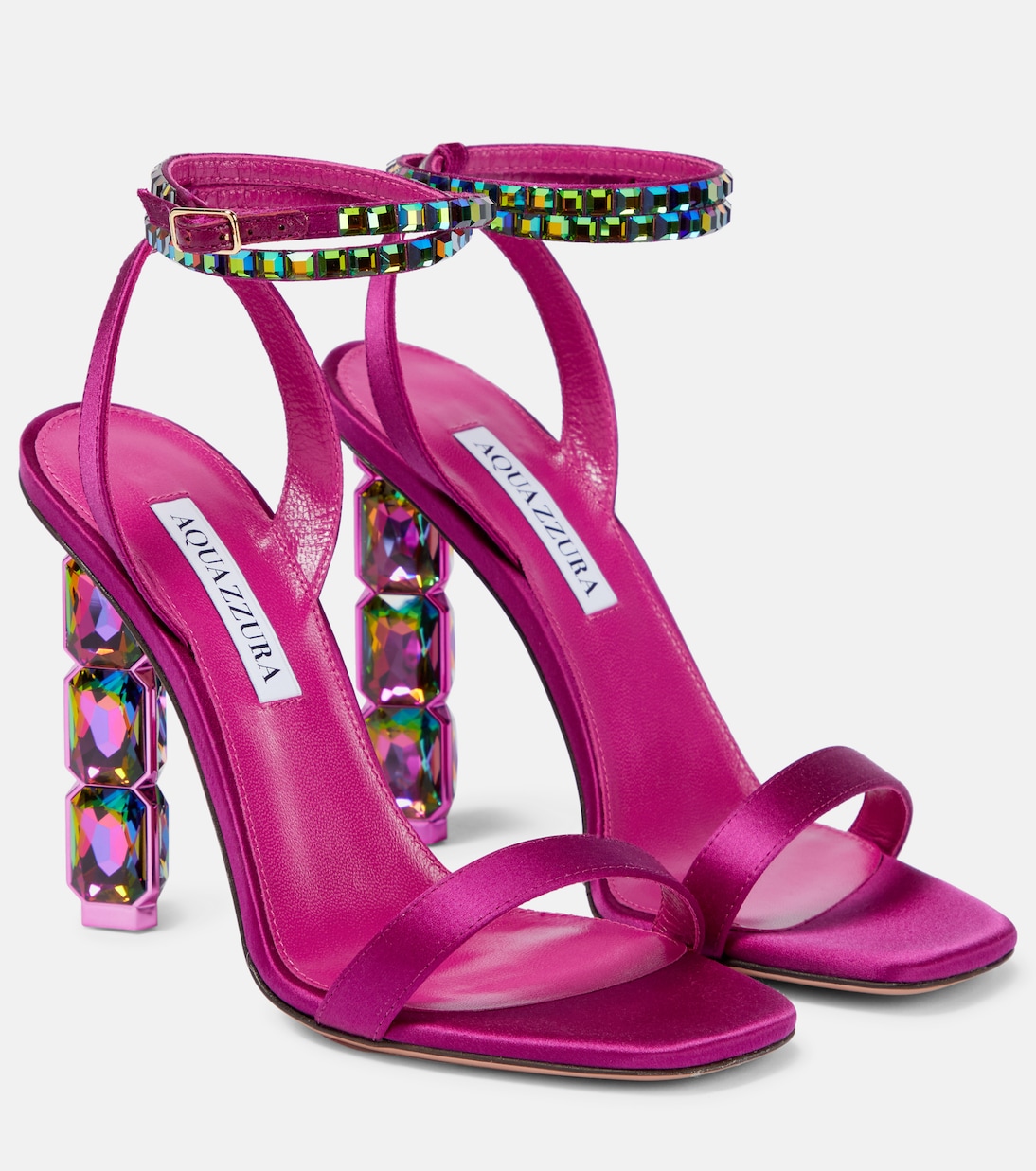 Aura embellished satin sandals | Aquazzura