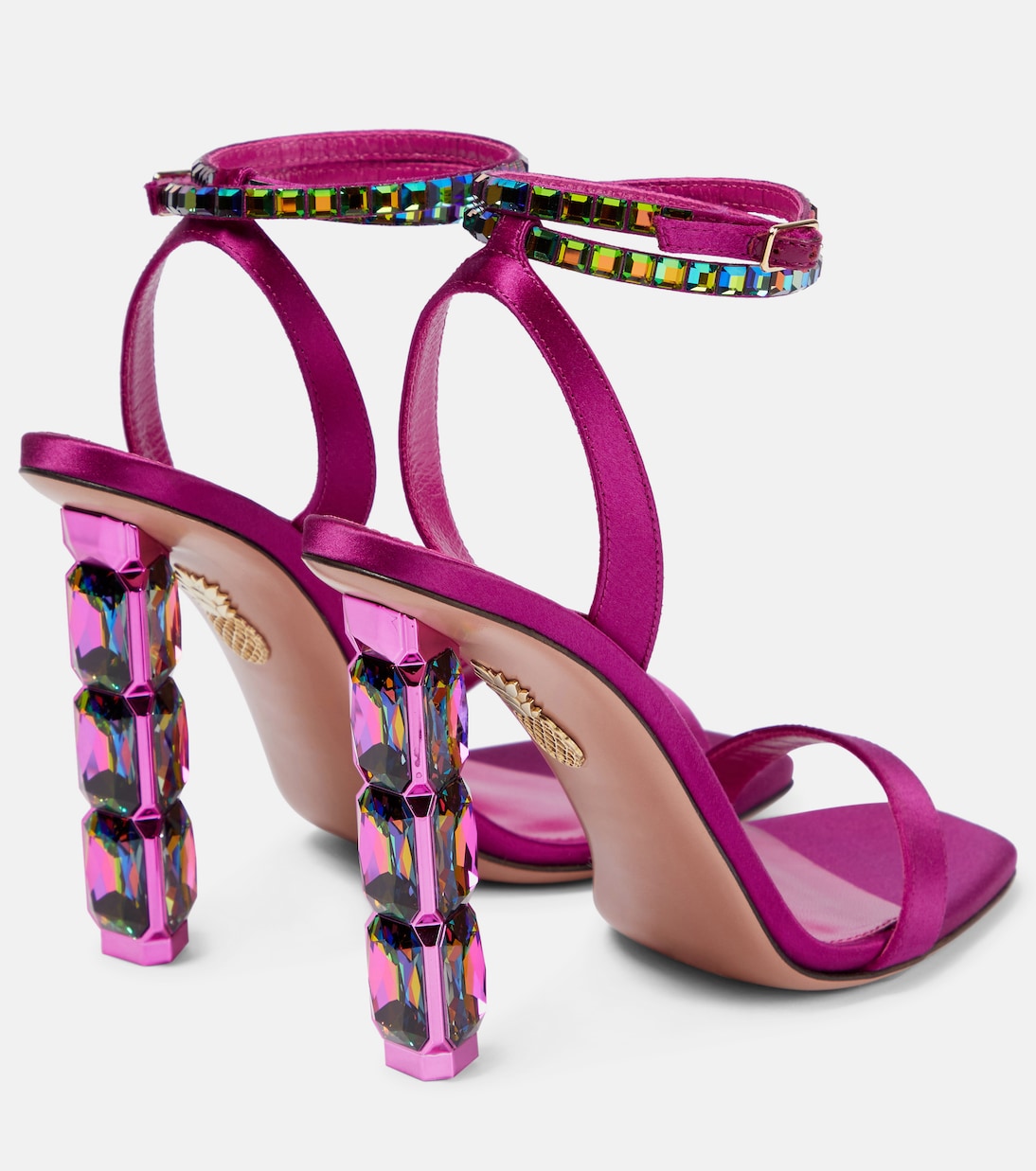 Aura embellished satin sandals | Aquazzura