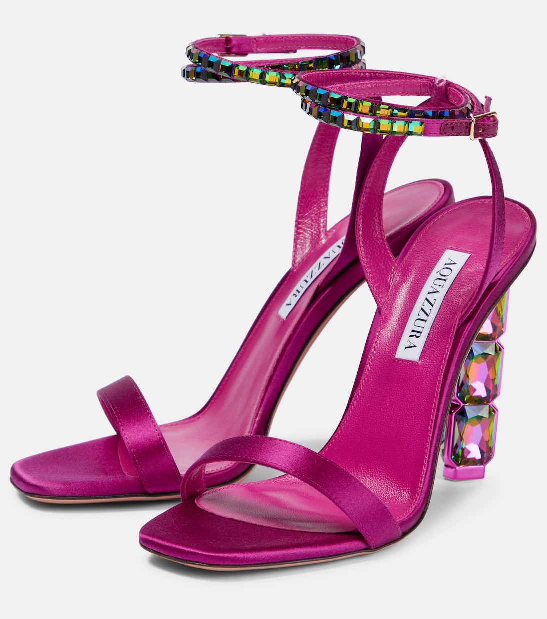 Aura embellished satin sandals | Aquazzura