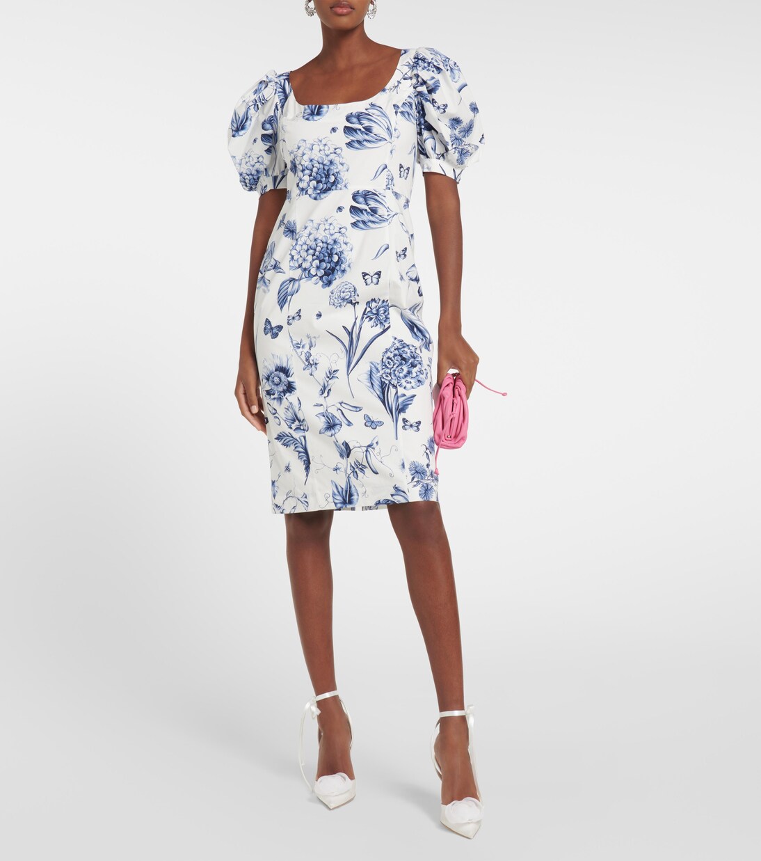 Robe en coton mélangé à fleurs | Oscar de la Renta