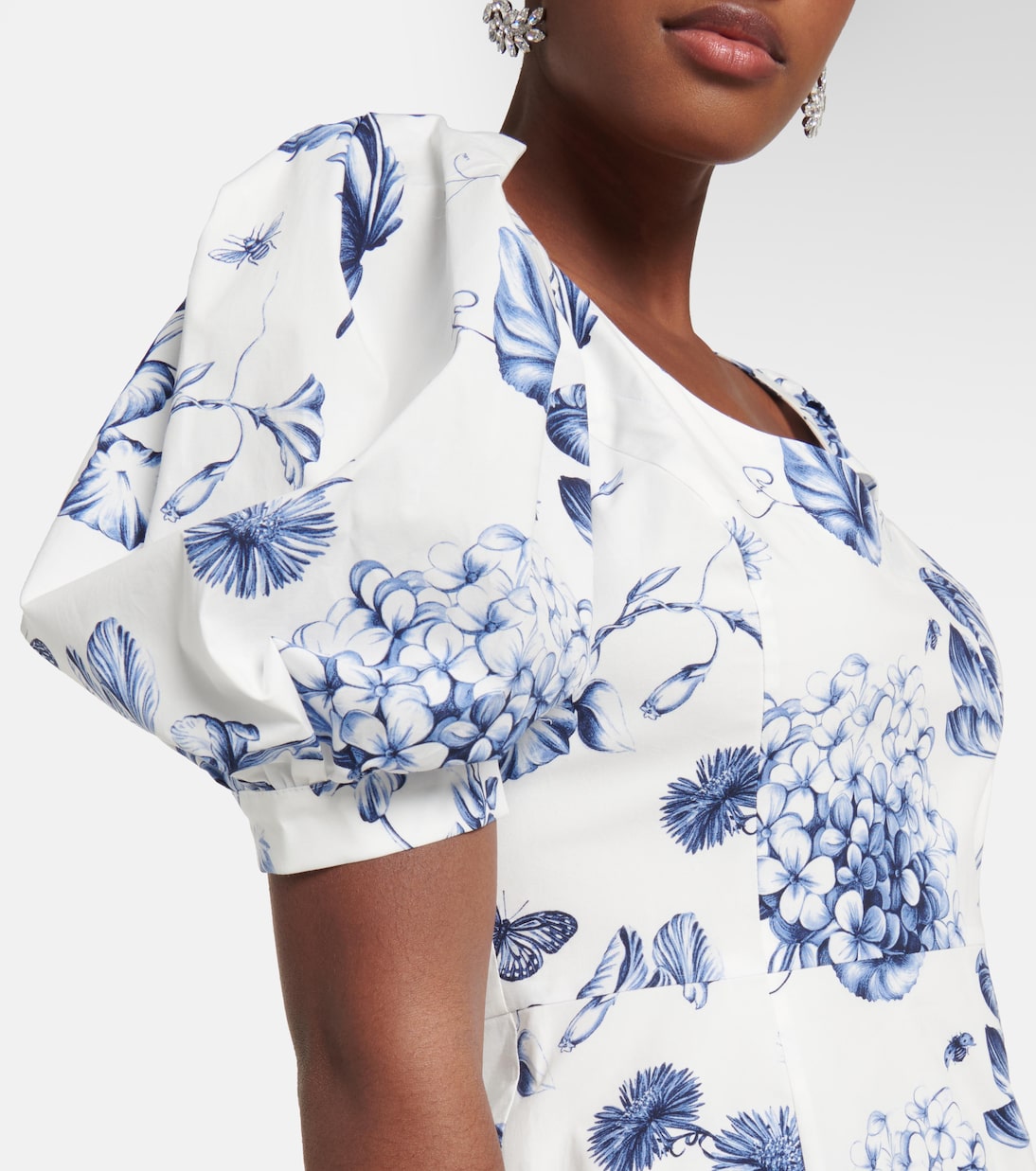 Robe en coton mélangé à fleurs | Oscar de la Renta