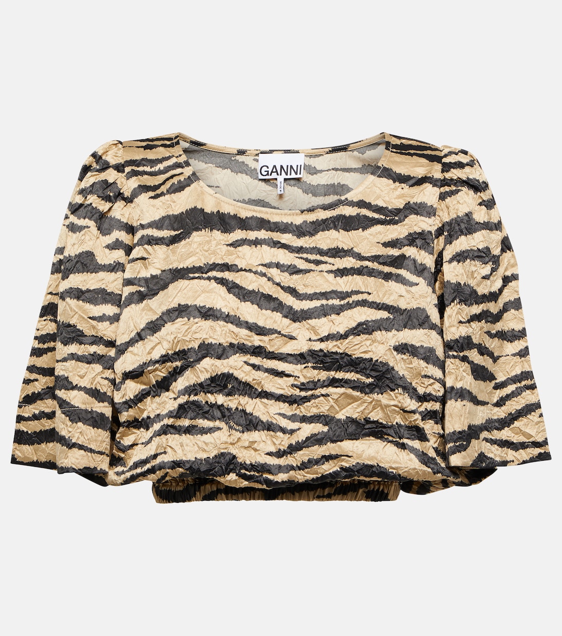 Cropped-Bluse aus Satin | Ganni