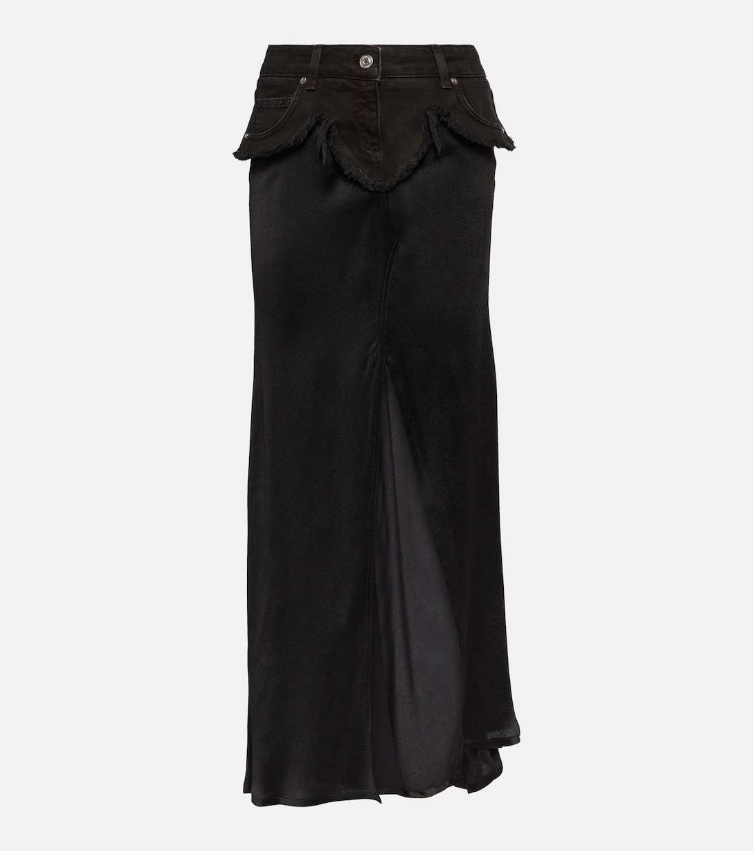 Denim-trimmed satin maxi skirt | Blumarine