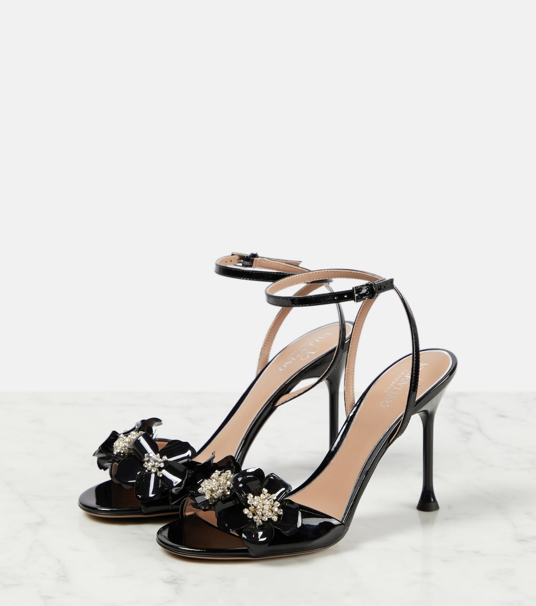 Verzierte Sandalen Archive Wild Flower 100 aus Lackleder | Valentino Garavani