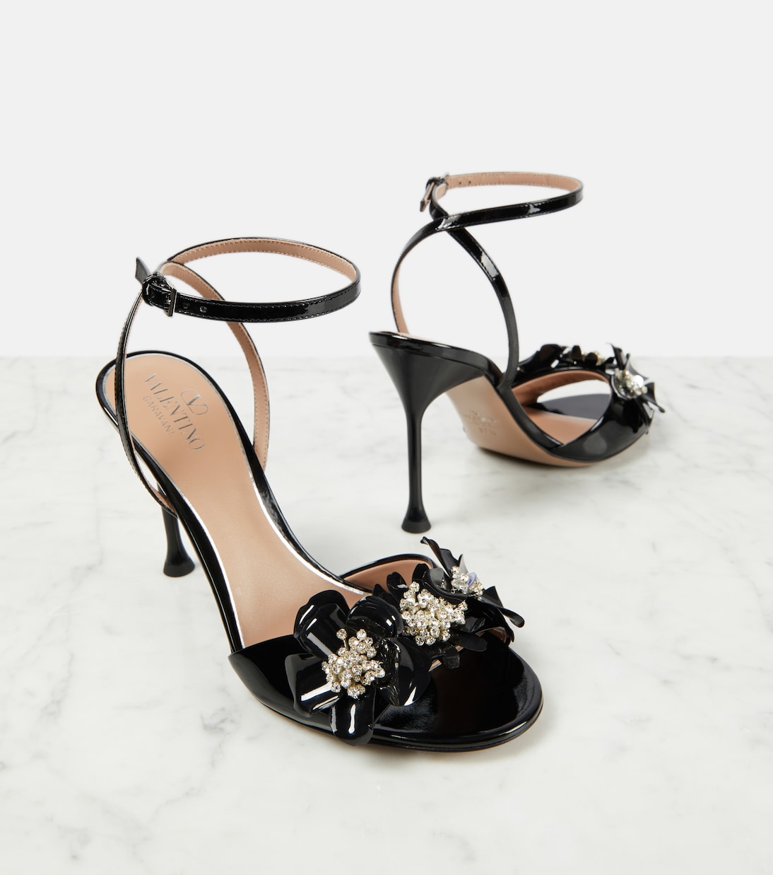 Verzierte Sandalen Archive Wild Flower 100 aus Lackleder | Valentino Garavani