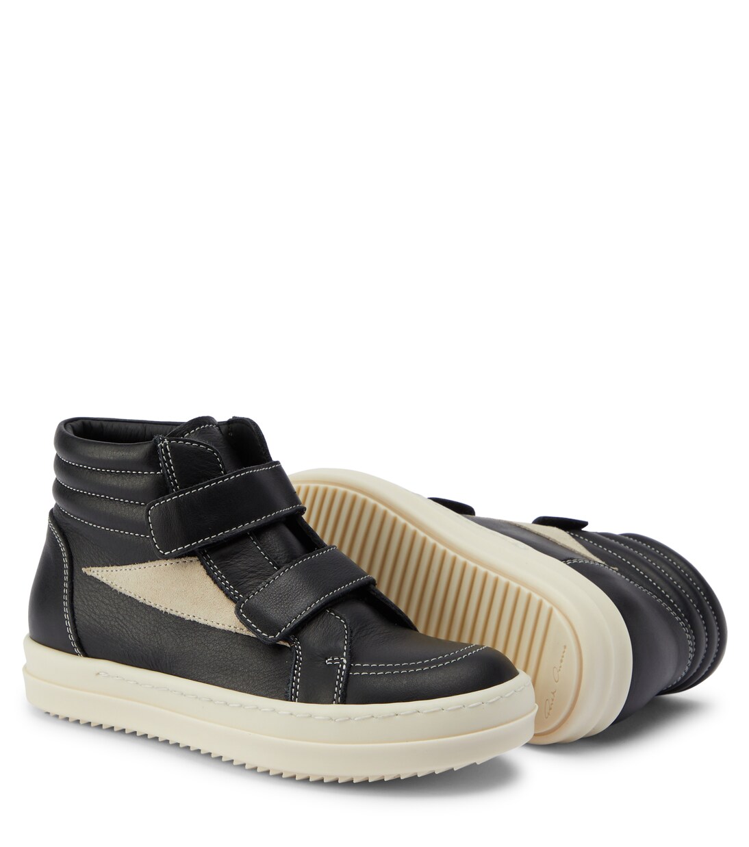 Straps Vintage leather high-top sneakers | Rick Owens Kids