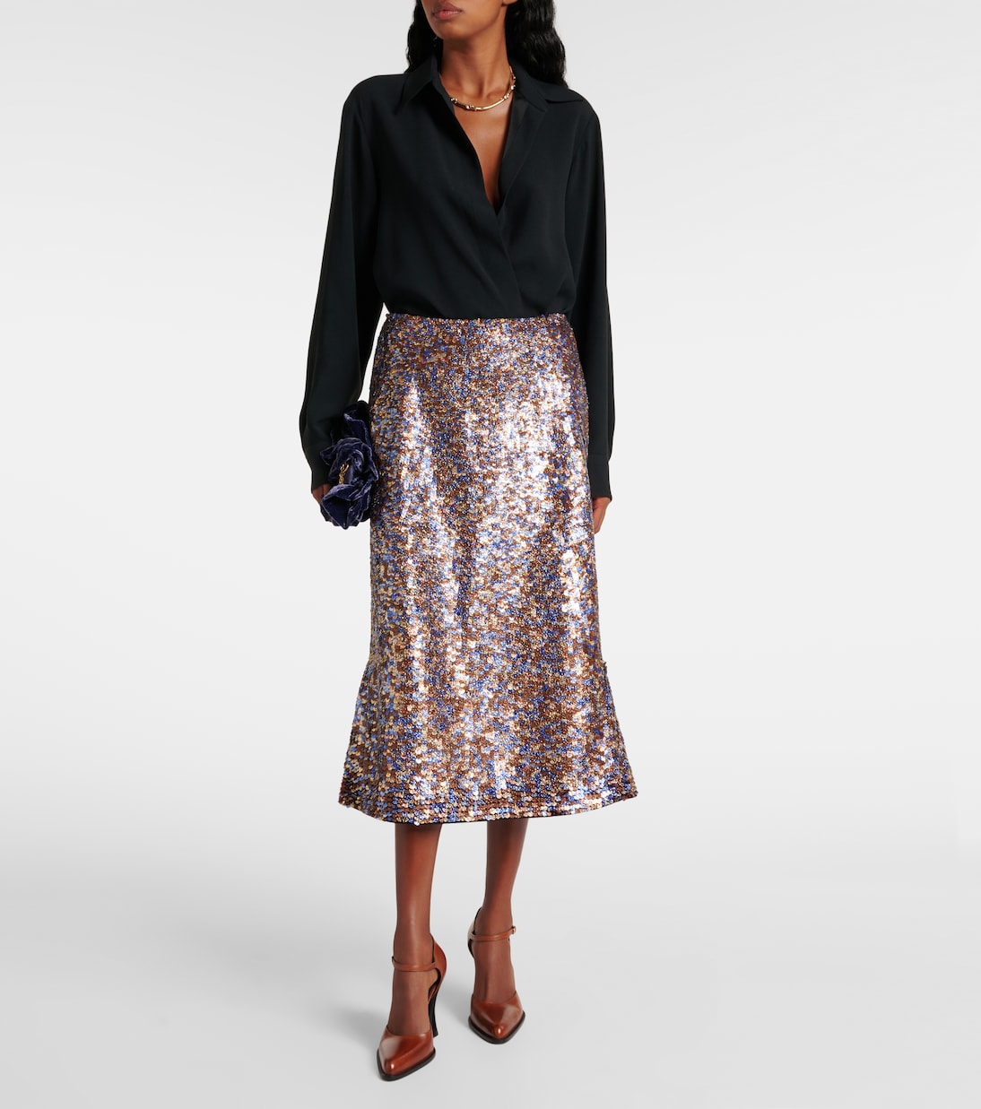 Midirock aus einem Wollgemisch mit Pailletten | Dries Van Noten