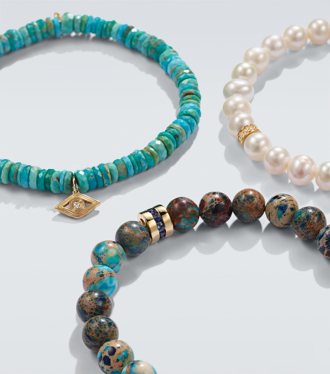 Set de 3 bracelets en or 14 ct et pierres précieuses | Sydney Evan