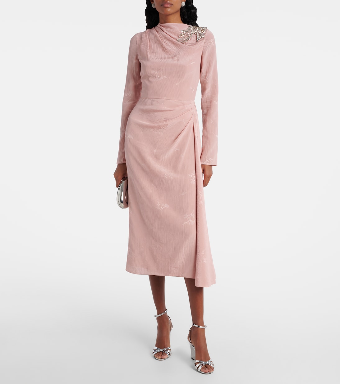 Midikleid aus Seide und Baumwolle | Erdem