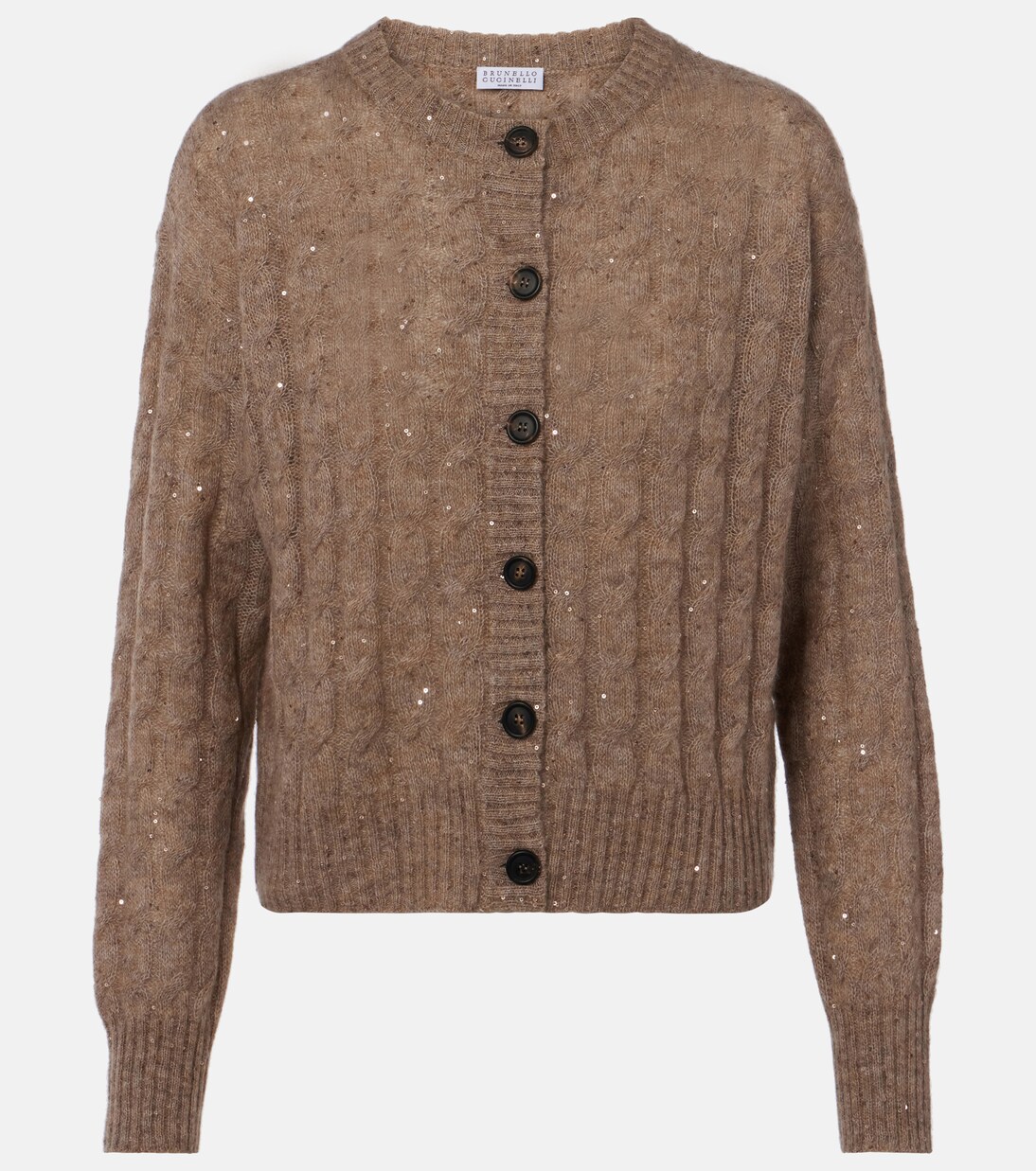 Cable-knit sequined cardigan | Brunello Cucinelli